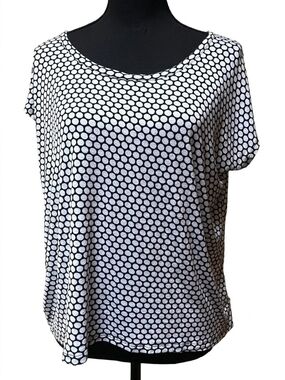 Michael Kors Polka Dot Black and White Cap Sleeve Tee Size 2X
